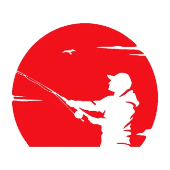 Polep vozidla SAMOLEPKA Rybář 022 levá (10 - červená) NA AUTO, NÁLEPKA, FÓLIE, POLEP, TUNING, VLASTNÍ TEXT, TISK, AUTOSAMOLEPKY.cz, POLEPY, OBRÁZEK, LOGO, SAMOLEPKY