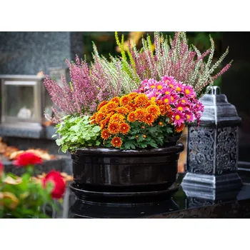 Smuteční dekorace Keramika Bránice Keramická hřbitovní mísa Loreta černá