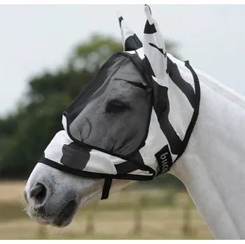 Vybavení pro koně Bucas Maska proti hmyzu Buzz-Off Deluxe Zebra Bucas, s ochranou uší PONY