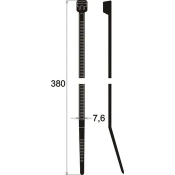 Stahovací páska Stahovací pásky 380x7,6mm, černá balení 100ks<br />Výrobce: - 437325