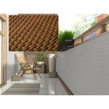Krycí plachta Balkonová ratanová zástěna MALMO, světle hnědá, výška 90 cm šířka různé rozměry 1300 g/m2 MyBestHome Rozměr: 90x100 cm