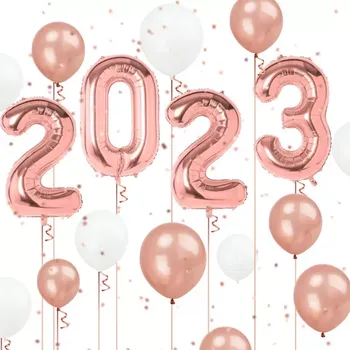 Balónek Sada balónků s dekoracemi 2023 - rose gold