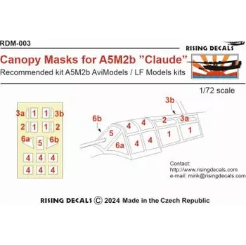 Plastikový model Rising Decals 1/72 Canopy mask A5M2b Claude (AVIM/LF)