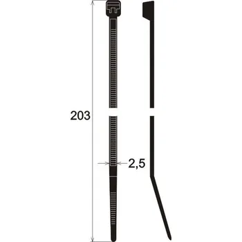 Stahovací páska Stahovací pásky 203x2,5mm, černá balení 100ks<br />Výrobce: - 437307
