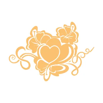 Samolepící dekorace SAMOLEPKA Květina dekor 048 pravá ibišek a srdce (08 - béžová) NA AUTO, NÁLEPKA, FÓLIE, POLEP, TUNING, VLASTNÍ TEXT, TISK, AUTOSAMOLEPKY.cz, POLEPY, OBRÁZEK, LOGO, SAMOLEPKY