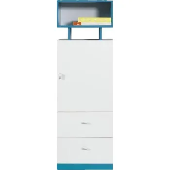 Dětsný nábytek Skříňka nízká MOBI MO8 bílá lux / tyrkysová&nbsp;