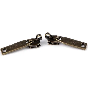 Zip Jezdec ke spirálovým zipům 7 mm na tašky 10 kusů - 3 staromosaz