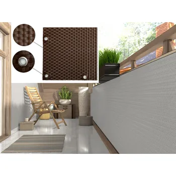 Krycí plachta Balkonová ratanová zástěna s očky MALMO, hnědá, výška 90 cm šířka různé rozměry 1300 g/m2 MyBestHome Rozměr: 90x100 cm