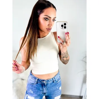 Moderní dámský CROPTOP v máslové barvě , VELIKOST L