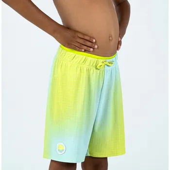 Dětská móda NABAIJI Chlapecké plavecké kraťasy 100 Long 12 LET ZELENÁ|ŽLUTÁ