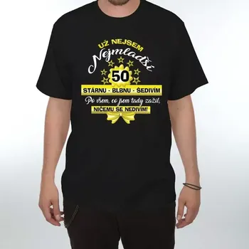 Žertovný předmět Tričko s potiskem - 50 Už nejsem nejmladší (Pánské narozeninové tričko – 50 let )