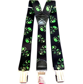 Kšandy Pánské stylové kšandy zelené lebky