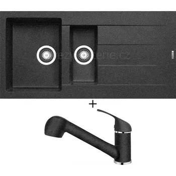 Granitový dřez Granitový dřez SET Pyramis ATHLOS (100x50) 1 1/2B 1D černá + Pyramis FIDO černá