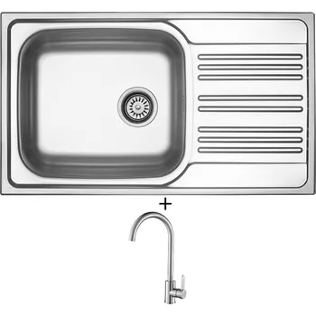 Kuchyňský dřez Nerezový dřez SET Sinks STAR 860 XXL V nerez matný + Laveo BONA BAB 268D nerez