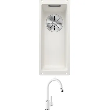 Granitový dřez Dřez pod desku SET Blanco SUBLINE 160-U bílá 523400 + Blanco MIDA-S bílá 521457