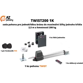 TWIST200 1K - pohon jednokřídlové brány