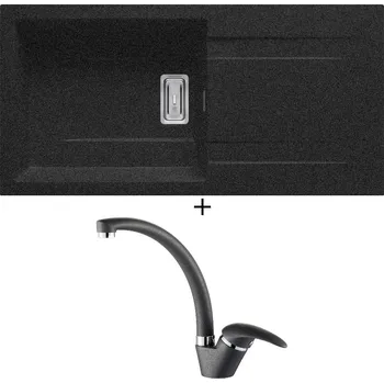 Granitový dřez Granitový dřez SET Pyramis KARTESIO (100x50) 1B 1D PLUS černá + Pyramis OSSIA černá