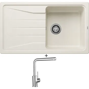 Kuchyňský dřez Granitový dřez SET Blanco SONA 5 S bílá soft 527151 + Blanco MILA chrom 519414