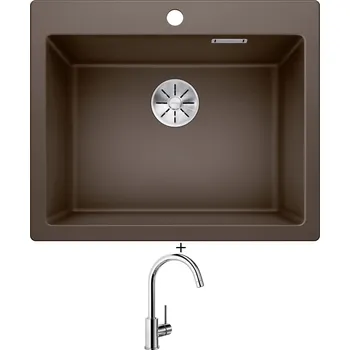 Kuchyňský dřez Granitový dřez SET Blanco PLEON 6 kávová 521688 + Blanco MIDA chrom 517742