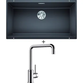 Granitový dřez Dřez pod desku SET Blanco SUBLINE 800 U šedá skála 523142 + Blanco MILI chrom 519413