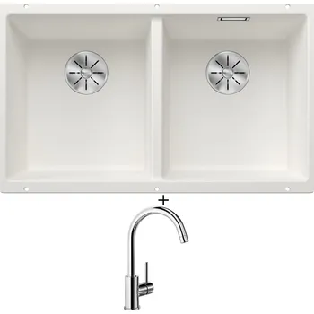 Granitový dřez Dřez pod desku SET Blanco SUBLINE 350/350 U bílá 523578 + Blanco MIDA chrom 517742