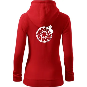 Dámská mikina Cyclo kotoučová brzda - Dámská mikina trendy zipper s kapucí - XS ( Červená )