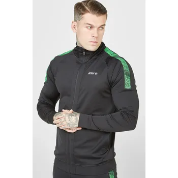 Pánská mikina pánská mikina SIKSILK - BLACK/GREEN - L (SikSilk Funnel Hoodie)