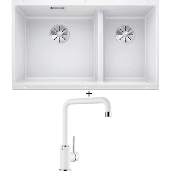 Granitový dřez Dřez pod desku SET Blanco SUBLINE 430/270-U bílá 523155 + Blanco MILI bílá 523107