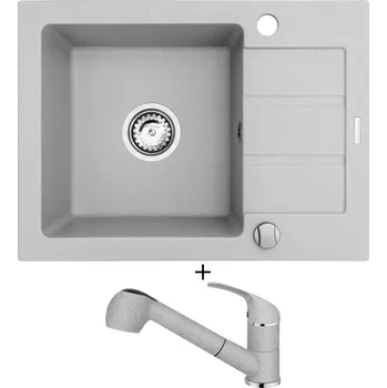 Granitový dřez Granitový dřez SET Pyramis ATHENA (62x44) 1B 1D šedá + Pyramis FIDO šedá