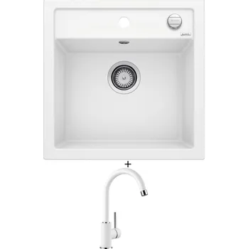 Granitový dřez Granitový dřez SET Blanco DALAGO 5 bílá s excentrem 518524 + Blanco MIDA bílá 519418