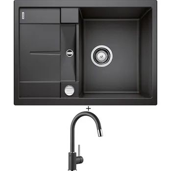 Granitový dřez Granitový dřez SET Blanco METRA 45 S Compact antracit + excentrické ovládání + Blanco MIDA-S antracit 521455