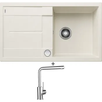 Granitový dřez Granitový dřez SET Blanco METRA 5 S bílá soft + excentrické ovládání + Blanco MILA chrom 519414