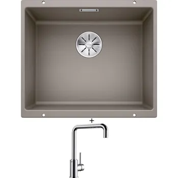 Granitový dřez Dřez pod desku SET Blanco SUBLINE 500 U tartufo 523439 + Blanco MILI chrom 519413