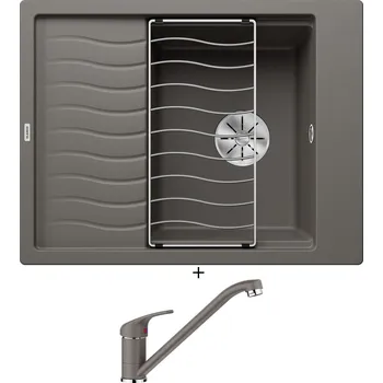 Granitový dřez Granitový dřez SET Blanco ELON 45 S šedá vulkán 527250 + odkapová mřížka + Blanco DARAS šedá vulkán 526934