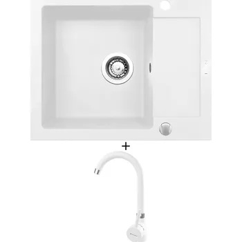 Granitový dřez Granitový dřez SET Pyramis MIDO (62x50) 1B 1D bílá + Pyramis BELLO bílá