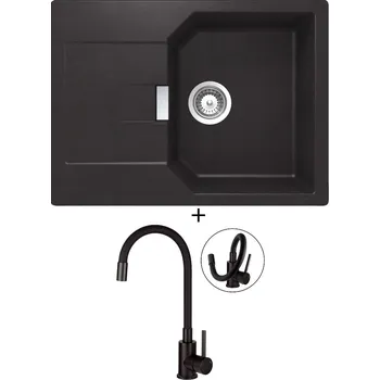 Granitový dřez Granitový dřez SET Schock MANHATTAN D-100S Nero + Deante NEO LUNO BOC N72M černá matná