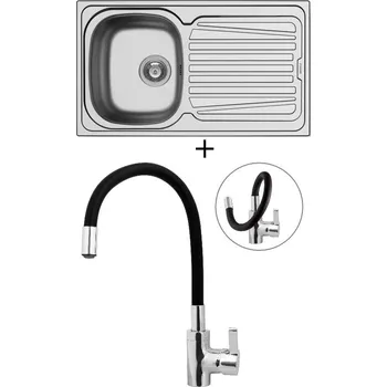 Nerezový dřez Nerezový dřez SET Pyramis SPARTA (86x50) 1B 1D nerez + Pyramis FLESSI černá