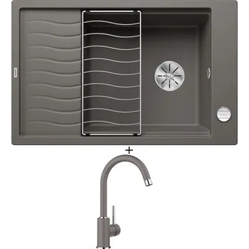 Granitový dřez Granitový dřez SET Blanco ELON XL 6 S šedá vulkán + excentrické ovládání + Blanco MIDA šedá vulkán 526965