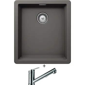 Granitový dřez Dřez pod desku SET Schock GREENWICH N-100S U Silverstone + Schock EVINAS 577120 nerez