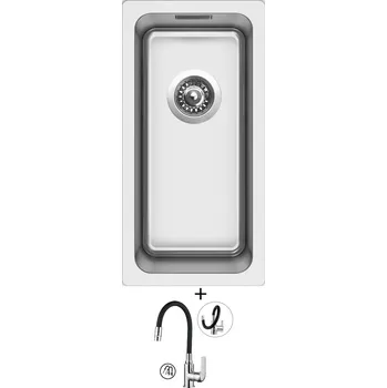 Kuchyňský dřez Nerezový dřez SET Sinks BLOCK 220 V 1mm kartáčovaný + Kuchinox ELZA BKE 762D chrom/černá