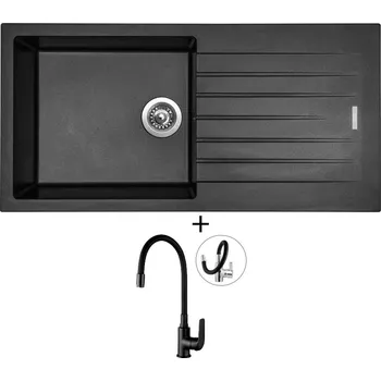 Granitový dřez Granitový dřez SET Sinks PERFECTO 1000 metalblack + Kuchinox ELZA BKE B61D černá matná