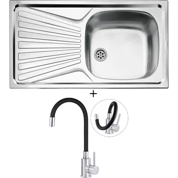 Nerezový dřez Nerezový dřez SET Teka DEVA 45 I-CN 1B 1D MC nerez + Deante NEO LUNO BOC B720 nerez