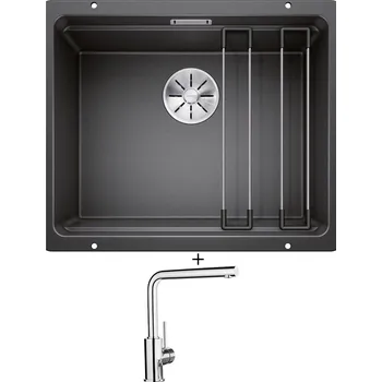 Granitový dřez Dřez pod desku SET Blanco ETAGON 500-U antracit 522227 + Blanco MILA chrom 519414