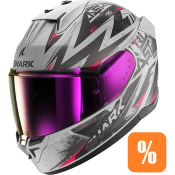 Helma na motorku Shark d-skwal 3 blast-r mat, bílá/matná/růžová/šedá barva, velikost m(57-58)