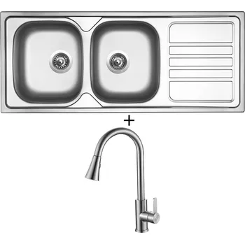 Nerezový dřez Nerezový dřez SET Sinks OKIO 1200 DUO V nerez matný + Laveo BONA BAB 269U nerez
