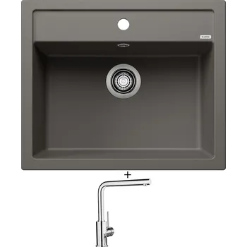 Kuchyňský dřez Granitový dřez SET Blanco DALAGO 6 šedá vulkán + Blanco MILA chrom 519414