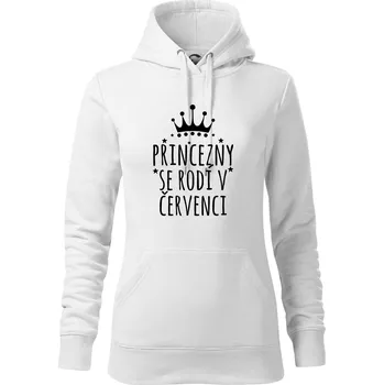 Dámská mikina Princezny se rodí v červenci - Mikina dámská Cape s kapucí - XL ( Bílá )