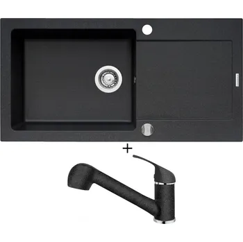 Granitový dřez Granitový dřez SET Pyramis MIDO (100x50) 1B 1D černá + Pyramis FIDO černá