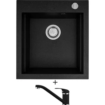 Granitový dřez SET Pyramis SIROS (47x51,5) 1B černá matná + Pyramis ASALIA černá matná