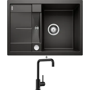 Granitový dřez Granitový dřez SET Blanco METRA 45 S Compact černá + excentrické ovládání + Blanco MILI černá matná 526665